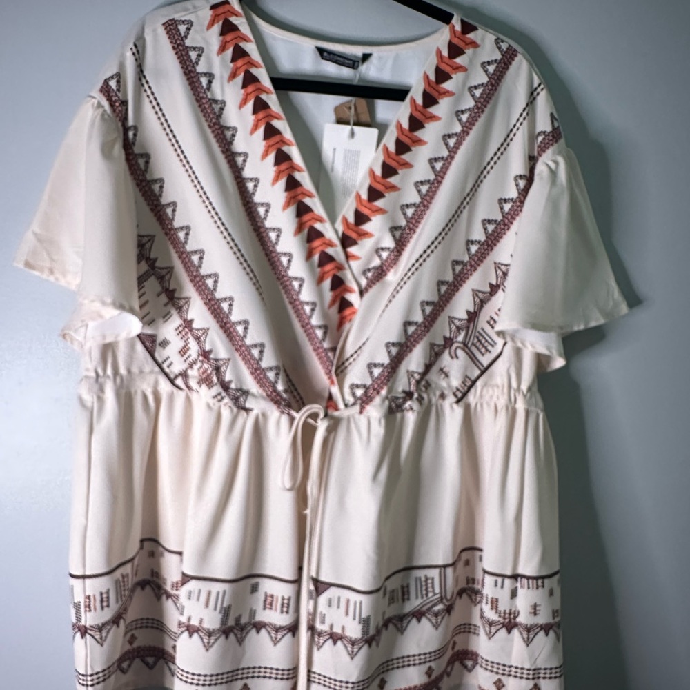 Bohemian Cream and Brown Dress